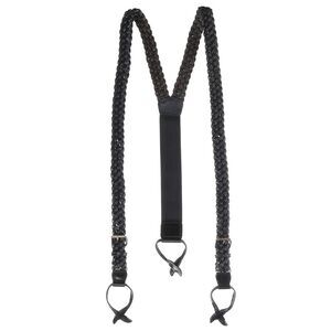 The British Belt Company Men's Leather Turner Braided Button-end Suspenders